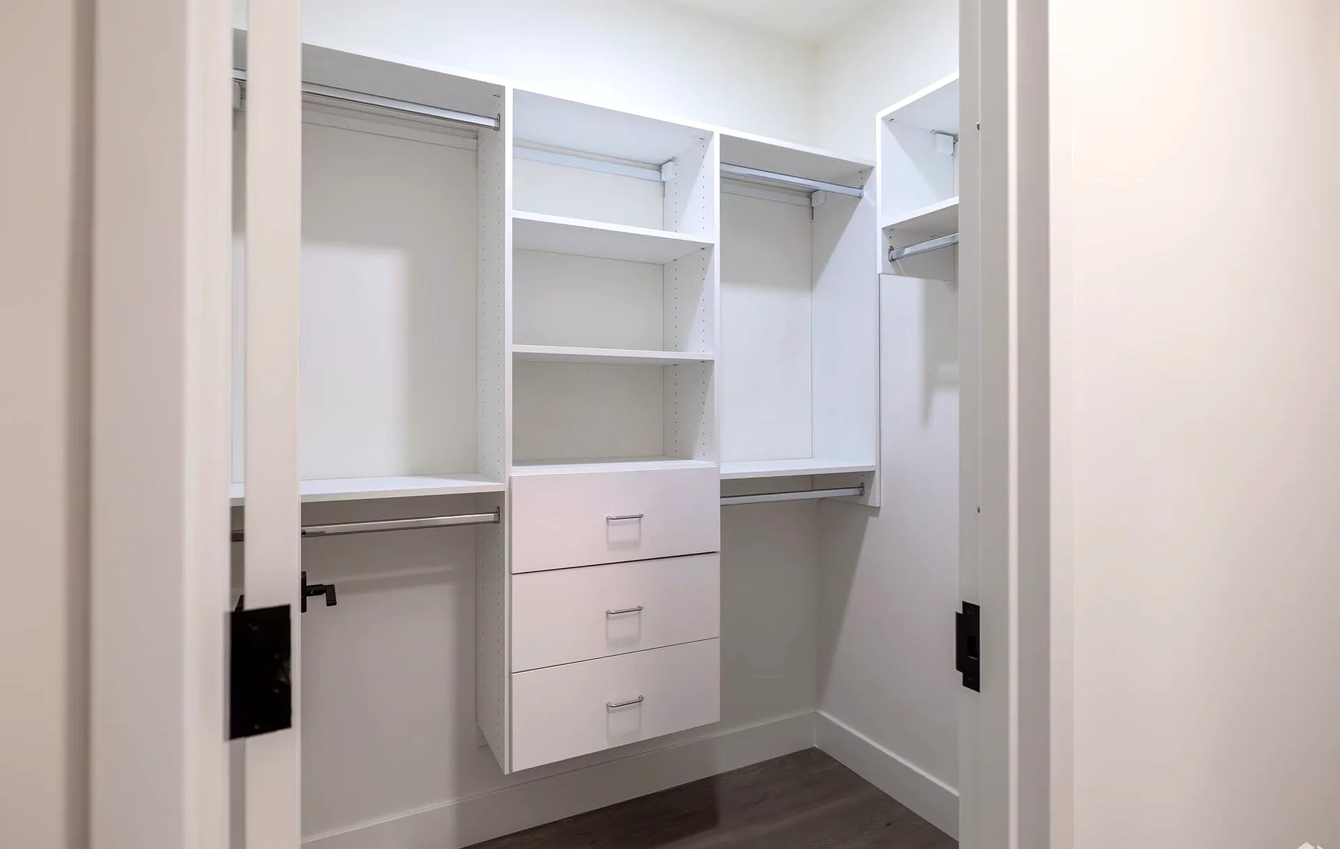 Walk-in closet with built-in shelving